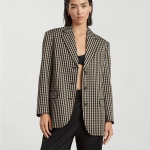 Everlane 80s Blazer in Gingham khaki/black
